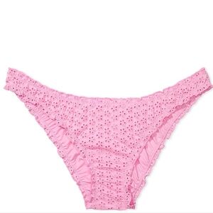 3351 NWT Pink By Frankie Hudson Eyelet Pink Bikini Bottom Ruffle Trim Swim Sz XL